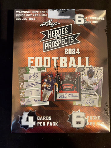 2024 LEAF HEROES AND PROSPECTS FOOTBALL FACTORY SEALED HOBBY BOX